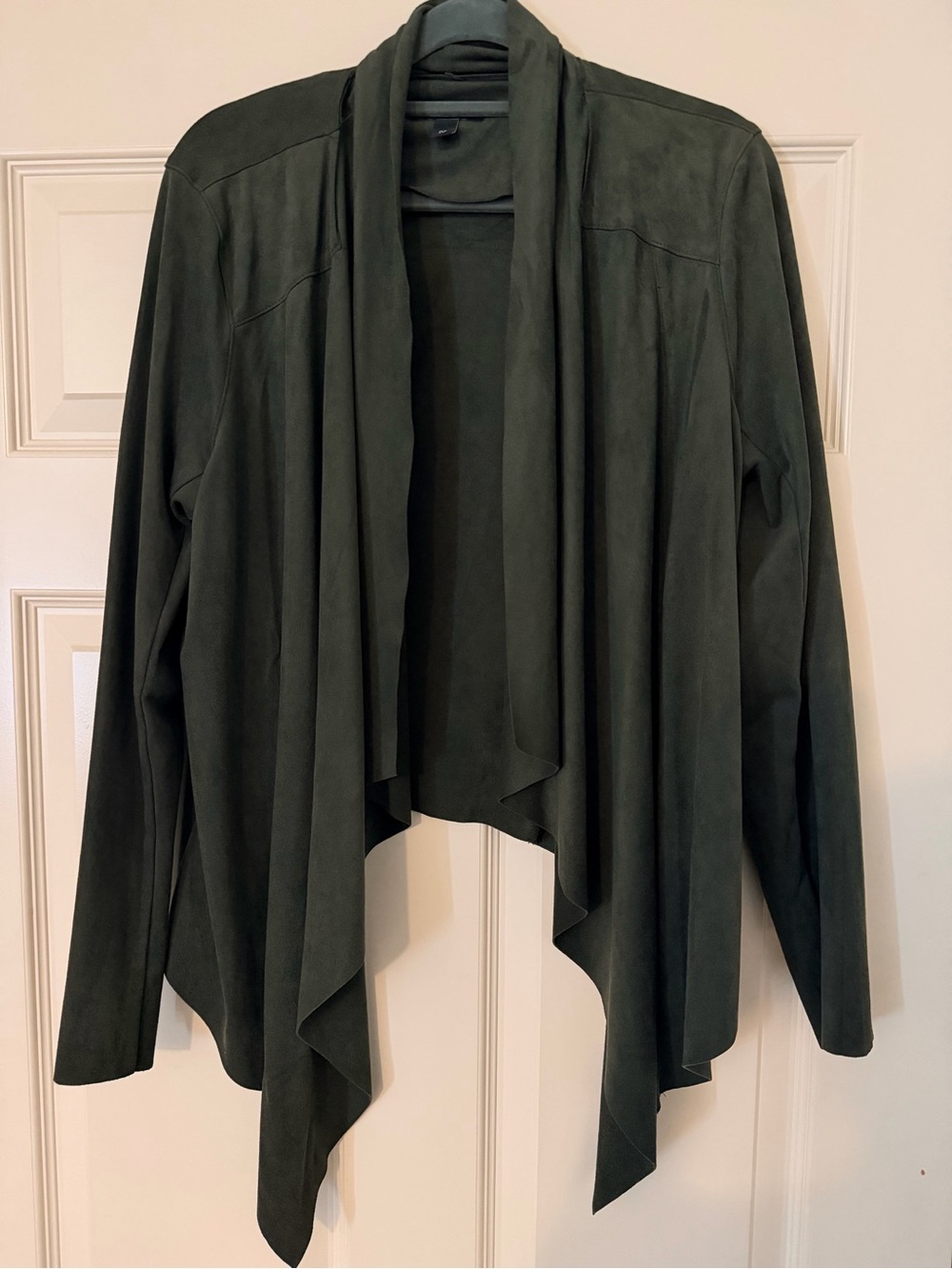 Draped Open-Front Women's Jacket in olive Green